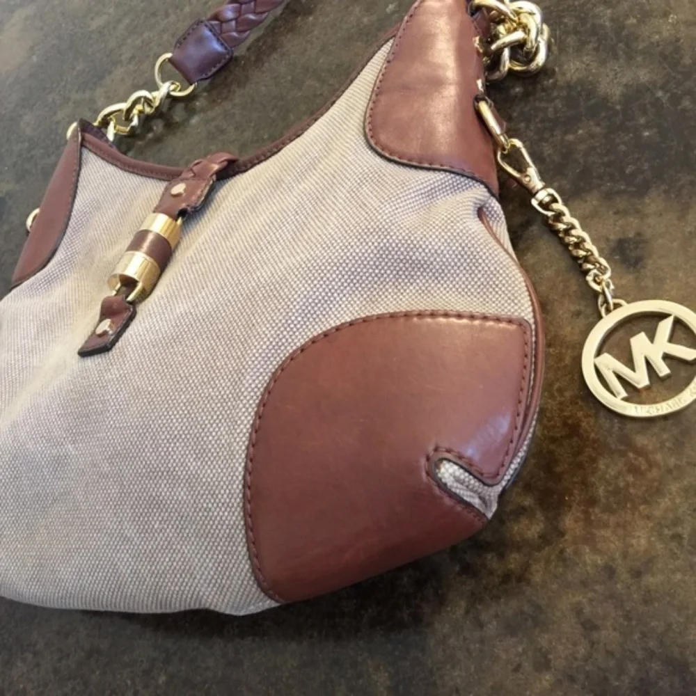 Limited Edition- MICHAEL KORS Leather Canvas Hobo
